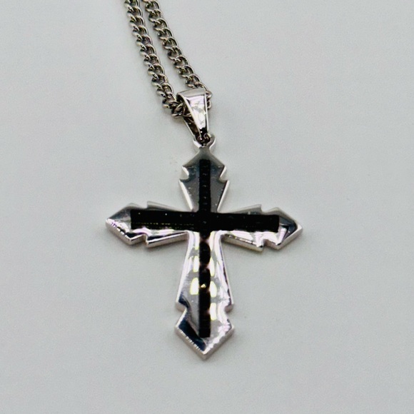 Real black diamond cross pendant, genuine diamond cross charm best gift for men - Picture 6 of 7